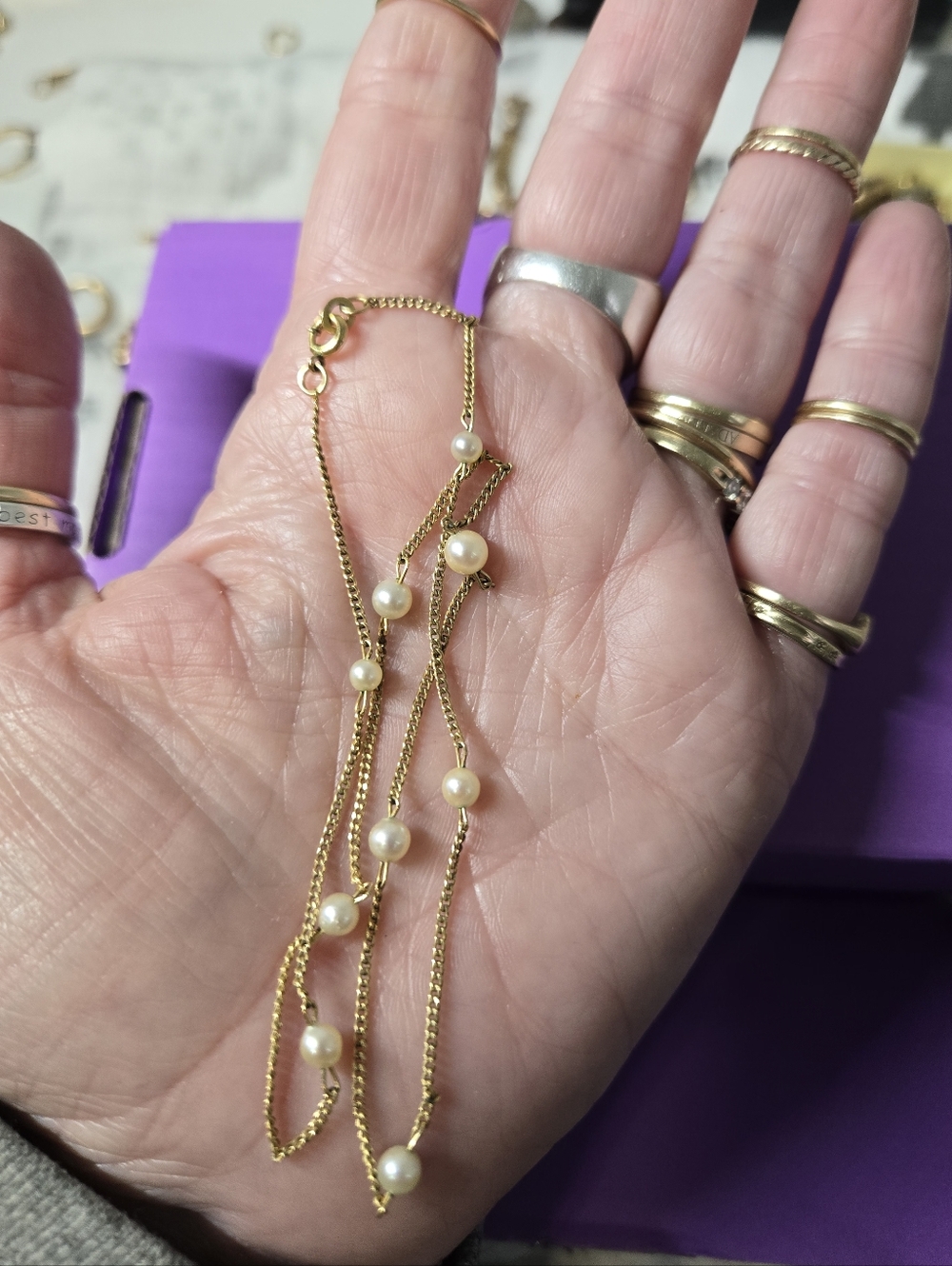 Gold Filled Dainty Pearl Station Necklace - Timeless Women's Jewelry